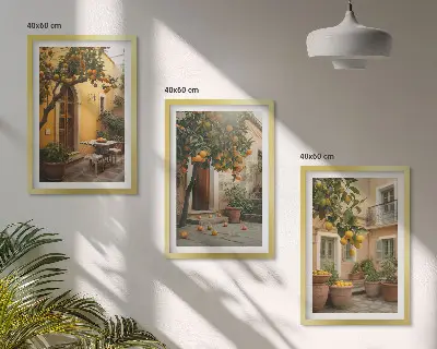 Wall art set garden citrus sun design