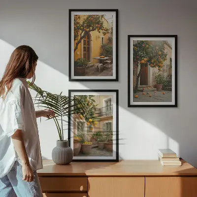 Wall art set garden citrus sun design