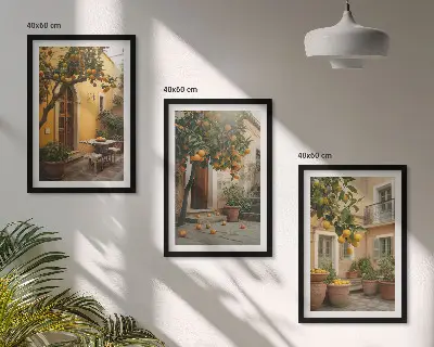 Wall art set garden citrus sun design