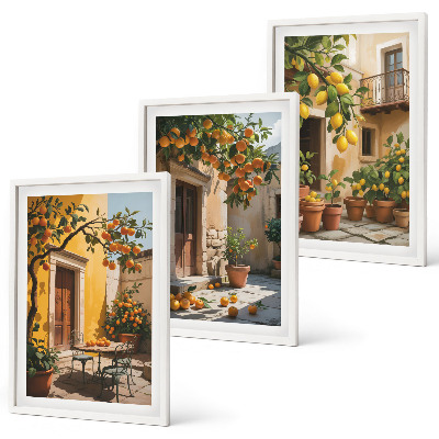 Wall art set Citrus Fruits Courtyard Plants