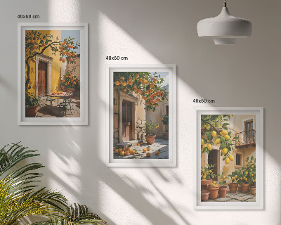 Wall art set Citrus Fruits Courtyard Plants