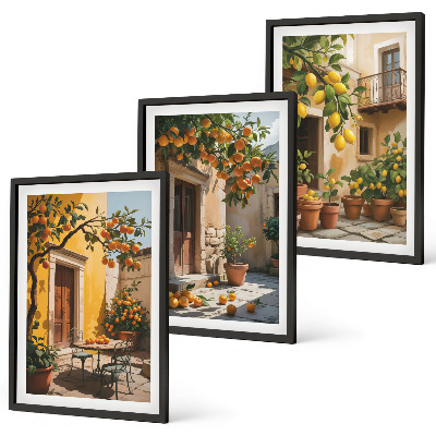 Wall art set Citrus Fruits Courtyard Plants