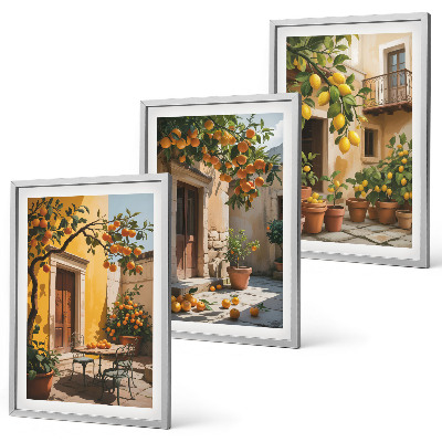 Wall art set Citrus Fruits Courtyard Plants