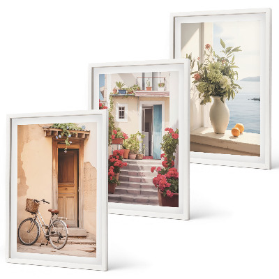 Three-piece wall art piece Charming seaside streets