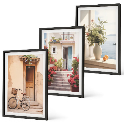 Three-piece wall art piece Charming seaside streets