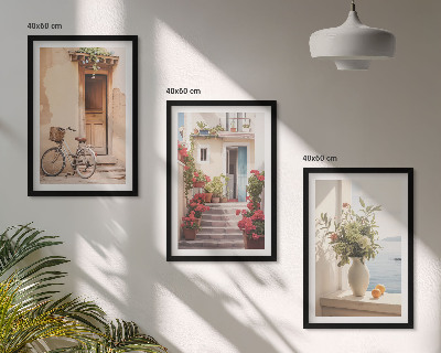 Three-piece wall art piece Charming seaside streets