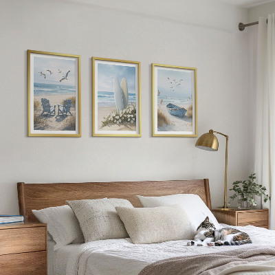 Wall art set Beach surfboards birds