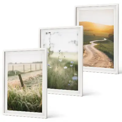 Wall art set featuring a landscape of a meadow road in the west