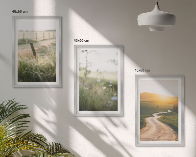 Wall art set Landscape meadow road west