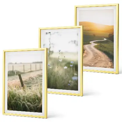 Wall art set featuring a landscape of a meadow road in the west