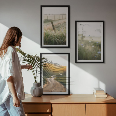 Wall art set Landscape meadow road west