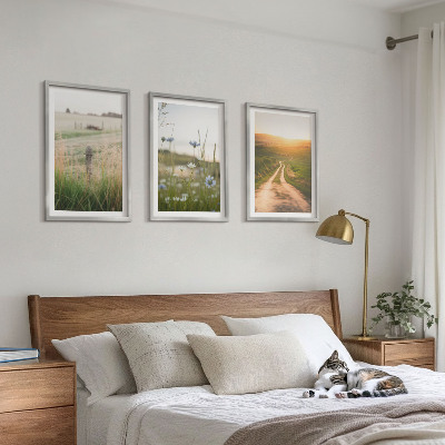 Three-piece wall art piece Landscapes nature fields path