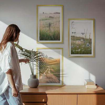 Three-piece wall art piece Landscapes nature fields path