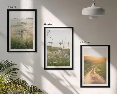 Three-piece landscape wall art nature fields path design