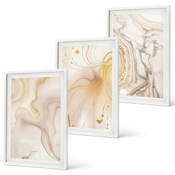 Set of 3 framed wall art pieces Subtle abstract patterns