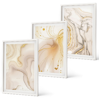 Set of 3 framed wall art pieces Subtle abstract patterns