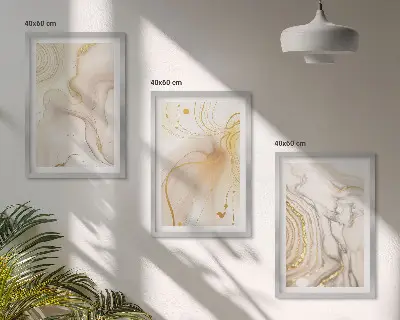 Set of 3 framed wall art pieces with subtle abstract patterns