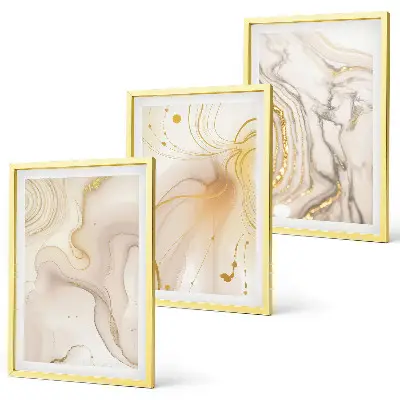 Set of 3 framed wall art pieces with subtle abstract patterns