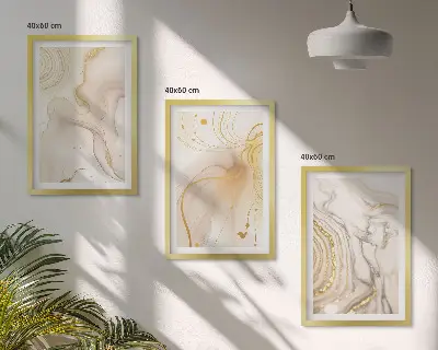 Set of 3 framed wall art pieces with subtle abstract patterns