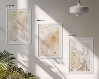 Set of 3 framed wall art pieces with subtle abstract patterns