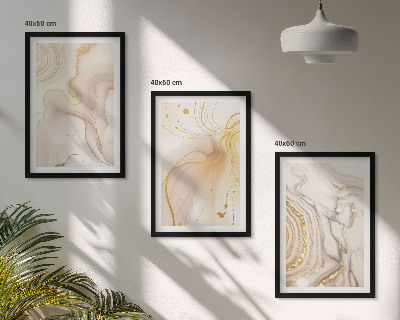 Set of 3 framed wall art pieces Subtle abstract patterns