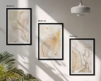 Set of 3 framed wall art pieces with subtle abstract patterns