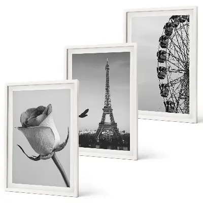 Rose Eiffel Tower Ferris wheel wall art three-piece set
