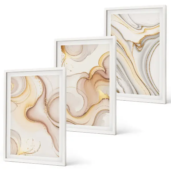 Linear abstract motifs wall art set of 3 framed pieces