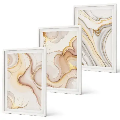 Linear abstract motifs wall art set of 3 framed pieces