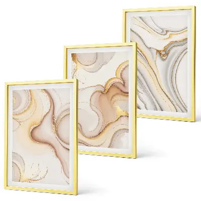 Set of 3 framed wall art pieces Linear abstract motifs