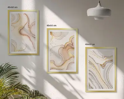 Linear abstract motifs wall art set of 3 framed pieces