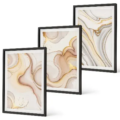 Linear abstract motifs wall art set of 3 framed pieces