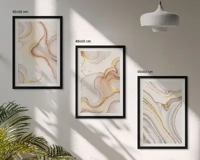 Linear abstract motifs wall art set of 3 framed pieces