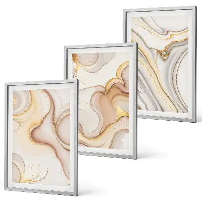 Set of 3 framed wall art pieces Linear abstract motifs