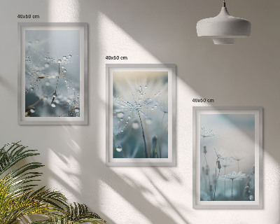 Three-piece wall art piece Dewdrops on dandelions