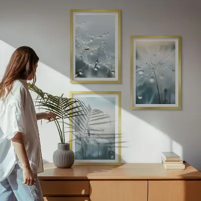 Dewdrops on dandelions three-piece wall art set