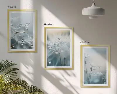 Dewdrops on dandelions three-piece wall art set