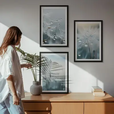 Dewdrops on dandelions three-piece wall art set