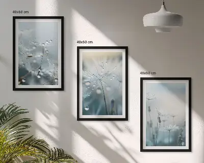 Dewdrops on dandelions three-piece wall art set