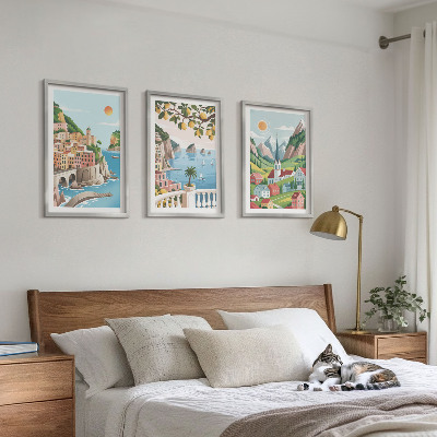 Wall art set Landscapes, sea, citrus fruits