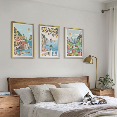 Wall art set Landscapes, sea, citrus fruits