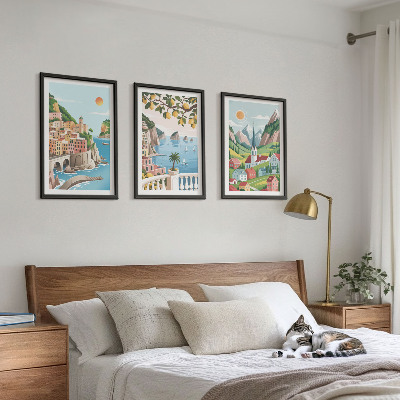 Wall art set Landscapes, sea, citrus fruits