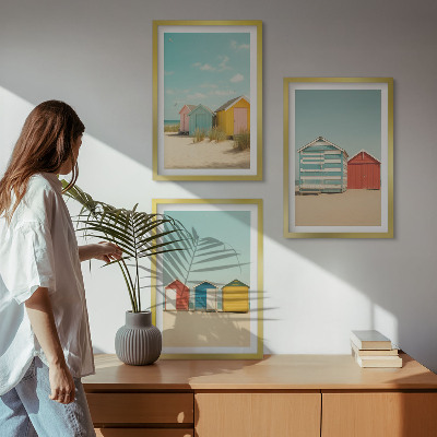Wall art set Colorful houses beach sun