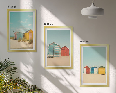 Wall art set Colorful houses beach sun
