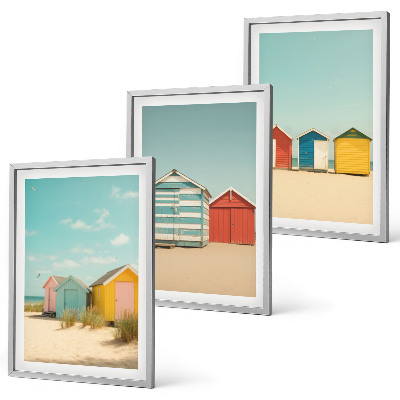 Wall art set Colorful houses beach sun