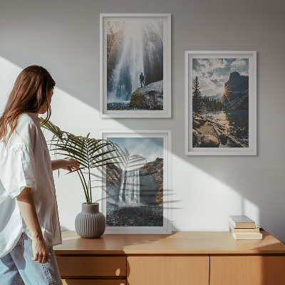 Wall art set Waterfalls mountains landscapes nature
