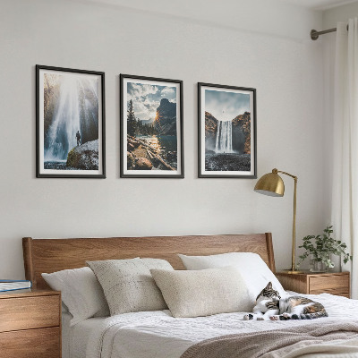 Wall art set Waterfalls mountains landscapes nature