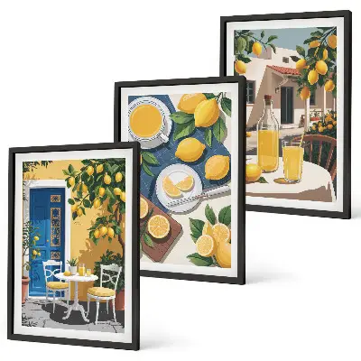 Patio Sun Lemonade framed wall art set of 3 pieces