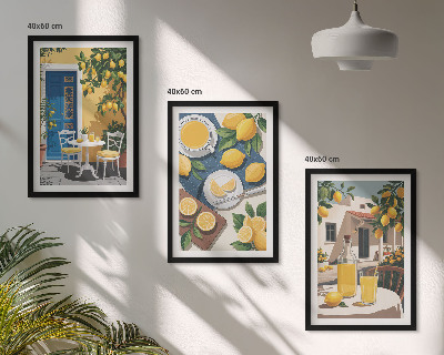 Set of 3 framed wall art pieces Patio Sun Lemonade