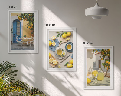 Wall art set Lemons lemonade blue door
